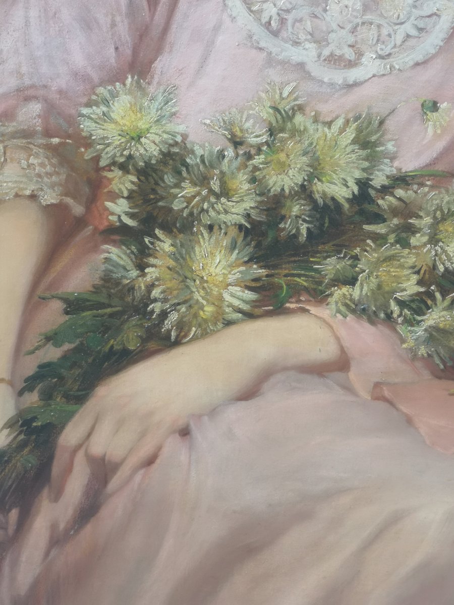 pittura olio su tela firmato Lohr F. pittore Ungherese raffiguranti due giovani ragazze.-photo-2