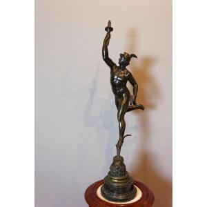 Bronze Statue Representing Hermes After Giambolognia, 14th Century