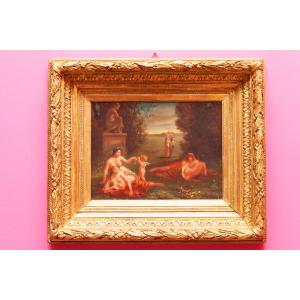 Oil Painting "the Bathers", Early 19th Century