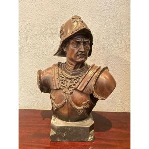 Bronze Bust Of Barthélemy Colleoni On A Black Marble Base