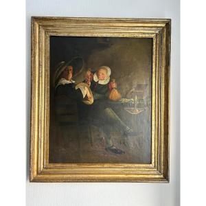 Portrait Of A Salesgirl With A Customer, 17th Century Flanders