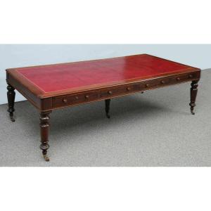 Very Large Library Writing Table In Magogany, Victorian
