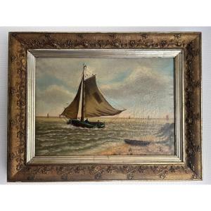 View Of The Sea, Oil On Canvas, 19th Century