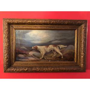 A Pair Of 19th Century English Oil Paintings Of Hunting Dogs