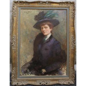 Large Belle Epoque Portrait 1900 Signed Georges Binet