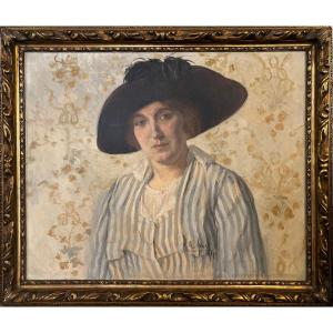 Large Portrait Belle Epoque Woman 1900