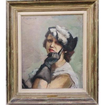 Portrait Woman Art Deco Signed Charles Picart Le Doux (1881-1959)