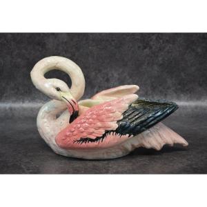 Planter In Pink Flamingo Slip By Delphin Massier