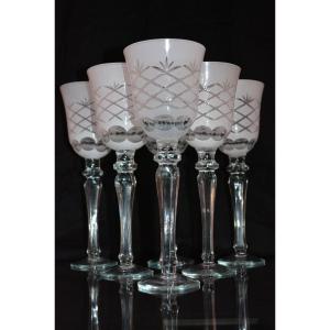 Lot Of 6 Large White Glass Water Glass Size