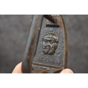Rare Small Lace Iron Head Of Bacchus
