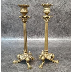 Pair Of Bronze Candlesticks