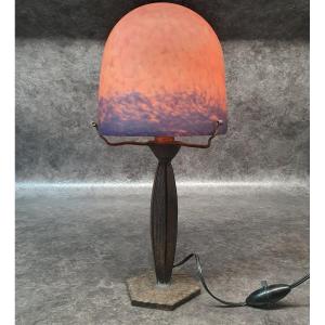 Iron And Glass Paste Mushroom Desk Lamp