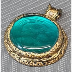 Vintage Talosel And Glass Cabochon Pendant