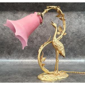 Bronze Lamp Heron And Muller Lunéville