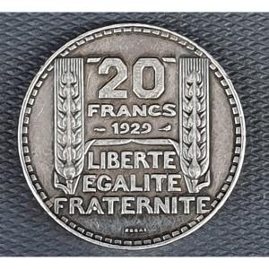 20 Francs Turin Essay 1929 Piéfort In Silver