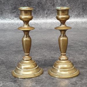 Mini Pair Of 19th Century Bronze Candlesticks