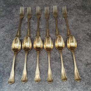 Set Of 12 Antique Christofle Cutlery In Gold-plated Metal