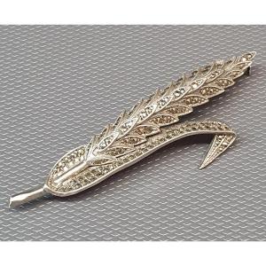 Silver Wheat Ear Brooch