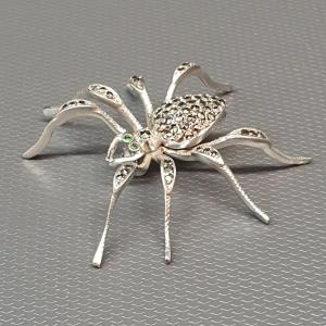 Silver And Marcasite Spider Brooch