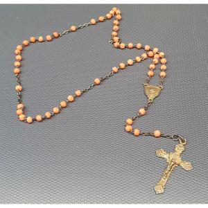 Silver And Coral Rosary