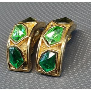 Pair Of Gold-tone Metal Earrings By Leritz