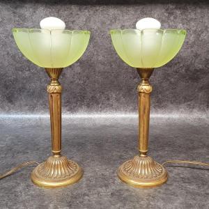 Pair Of Bronze Lamps