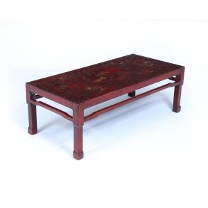 Chinese Coffee Table In Red Lacquer, Circa 1920