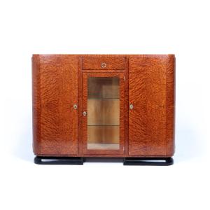 French Art Deco Burr Thuya Display Sideboard
