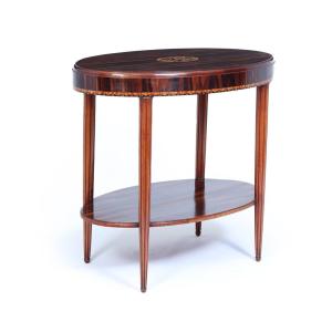 French Art Deco Oval Side Table In Macassar Ebony