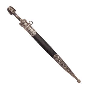 A Pretty Caucasian Antique Silver Kindjal With Niello Decor