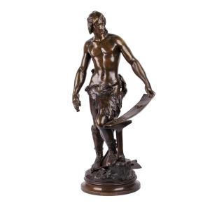 A Bronze Sculpture "gallic Labor" By A. Masjouille
