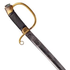 M-1881 Imperial Russian Dragoon Officer Shashka Sword With Engraved Blade Without Scabbard.