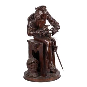 Bronze Sculpture "the Gunsmith" By Adrien Gaudez (1845–1902)