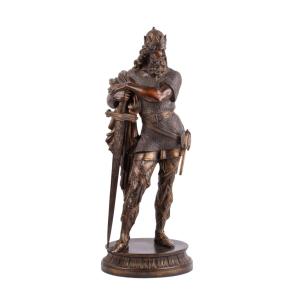 French Cast Iron Figure Of A Warrior King, Probably Vercingetorix, Circa 1900