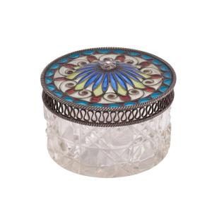 Russian Crystal, Silver And Plique-à-jour Enamel Snuff Box