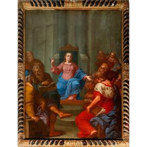 17th Century Roman School "jesus Among The Doctors"