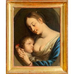17th Century Flemish School "virgin With Milk"