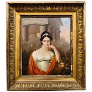 Entourage Of Julie Volpeliere (marseille 1780-1842 Paris) Portrait Of A Young Lady