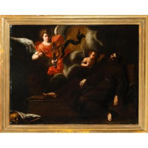 Master Of The 17th Century Neapolitan School "vision Of Saint Francis"