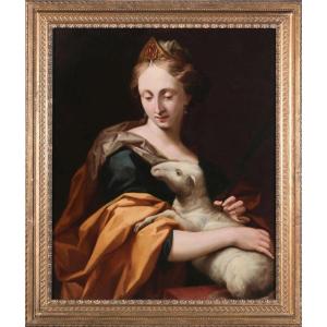 Antonio Franchi, Known As The Lucquois (villa Basílica 1638 - Florence 1709), Attributed To Santa Inés