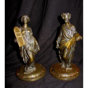 XIX Pair Of Bronze Homer And Virgil
