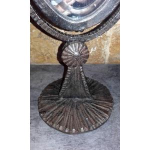 Art Deco Wrought Iron Table Mirror Beveled Glass