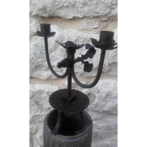 XIX Zoomorphic Candlestick In Wrought Iron