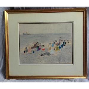 On The Beach Pastel Pastel Henri Reiter