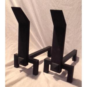 Pair Of Modernist Andirons Circa 1960