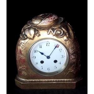 Art Deco Clock In Gilded Wood Dlg By Süe And Mare