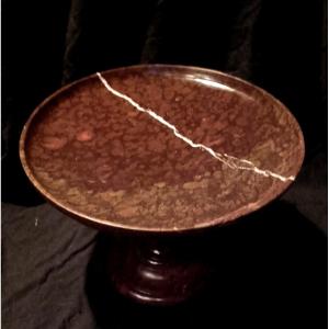 Large Cherry Red Marble Centerpiece Bowl