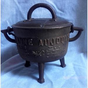 Folk Art Small Pot Dated Located Surname Locomotive