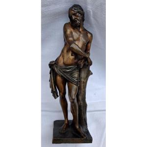 18th Century Christ At The Column In Bronze After François Duquesnoy