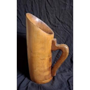 1950¨_60 Brutalist Jug In Carved Wood